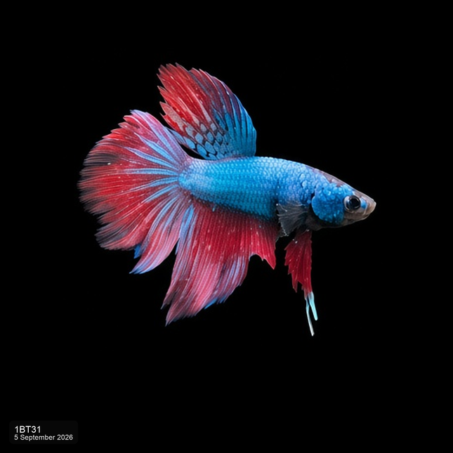 1BT31 - Blue Red Halfmoon Male Betta - Nano Tanks Australia