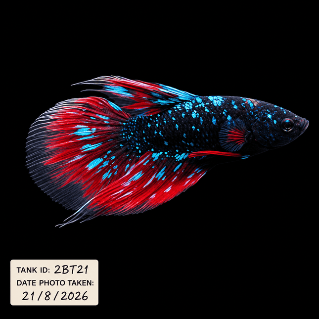 2BT21 - Black Base Red Galaxy Koi Betta Male - Nano Tanks Australia