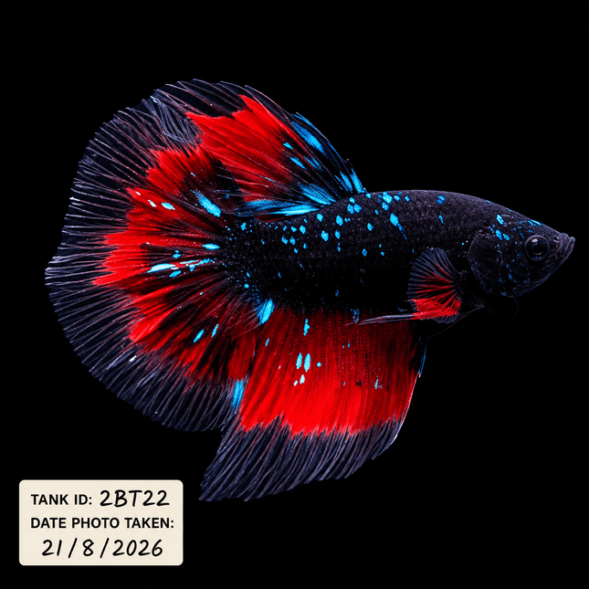 2BT22 - Black Base Red Galaxy Koi Betta Male - Nano Tanks Australia