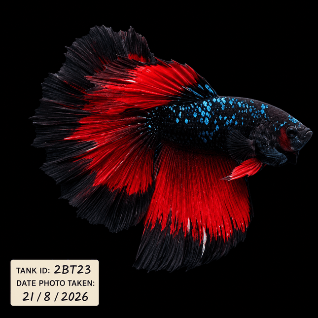 2BT23 - Black Base Red Galaxy Koi Betta Male - Nano Tanks Australia
