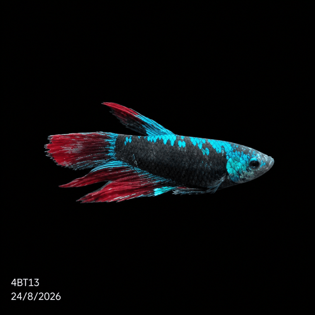 4BT13 - Red White Black Marble Plakat Betta - Nano Tanks Australia