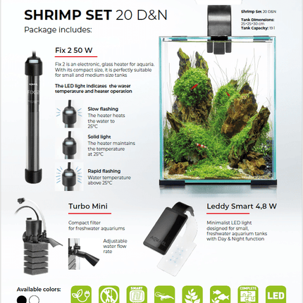 Aquael SHRIMP SET DAY & NIGHT 20 W/B 25x25x30cm 19L - Nano Tanks Australia