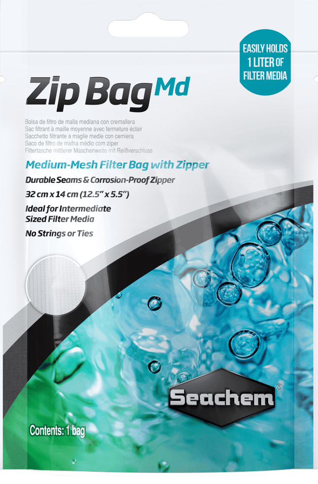 [ARRIVED 23 - JAN - 2026] Seachem Zip Bag – Medium 32 x 14 cm (12.5” x 5.5”) 16 Mesh - Nano Tanks Australia