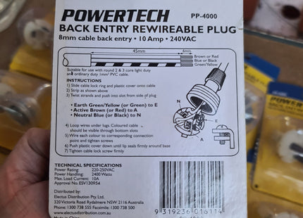 Powertech 3 Pin Mains Power Plug 240V 10A - Nano Tanks Australia Aquarium Shop