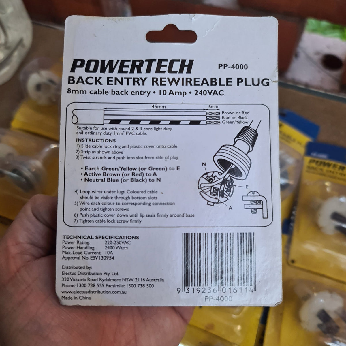 Powertech 3 Pin Mains Power Plug 240V 10A - Nano Tanks Australia Aquarium Shop