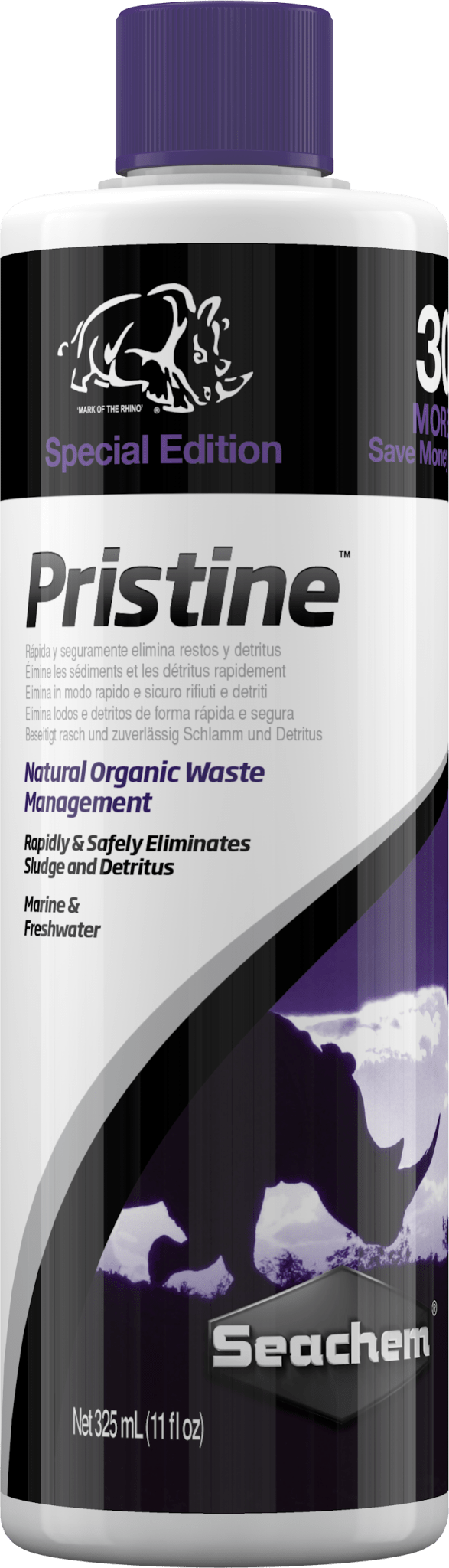 Seachem Pristine Bonus Rhino +30% BONUS 325 mL - Nano Tanks Australia