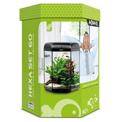 [SPECIAL ORDER] Aquael Hexa Set LT 60L Black Aquarium - Nano Tanks Australia