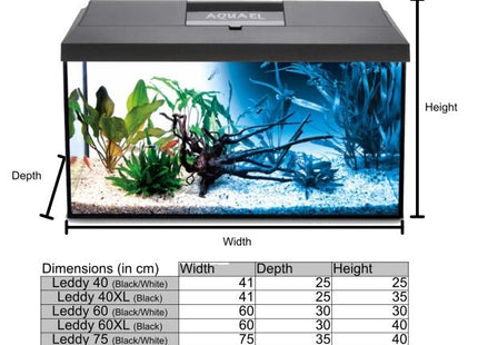 Aquael Leddy 40 60 75 Aquarium Set DAY & NIGHT - WHITE or BLACK - Nano Tanks Australia Aquarium Shop