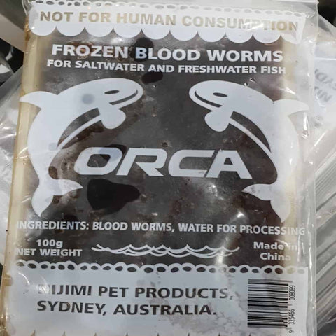 FROZEN FOOD: ORCA Frozen Bloodworms 100 grams Chocolate pack blood worms - Nano Tanks Australia Aquarium Shop
